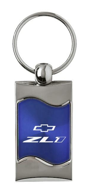 Chevrolet camaro blue rectangular wave key chain ring tag key fob logo lanyard