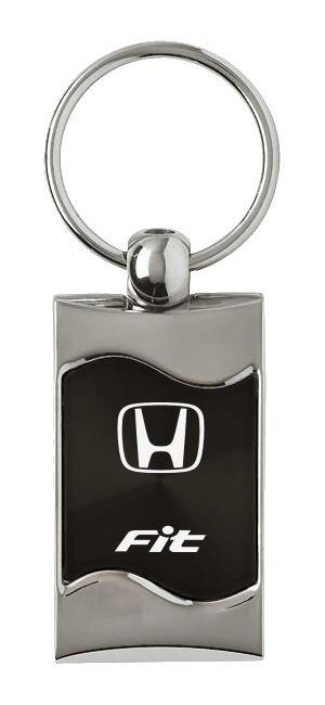 Honda fit black rectangular wave metal key chain ring tag key fob logo lanyard