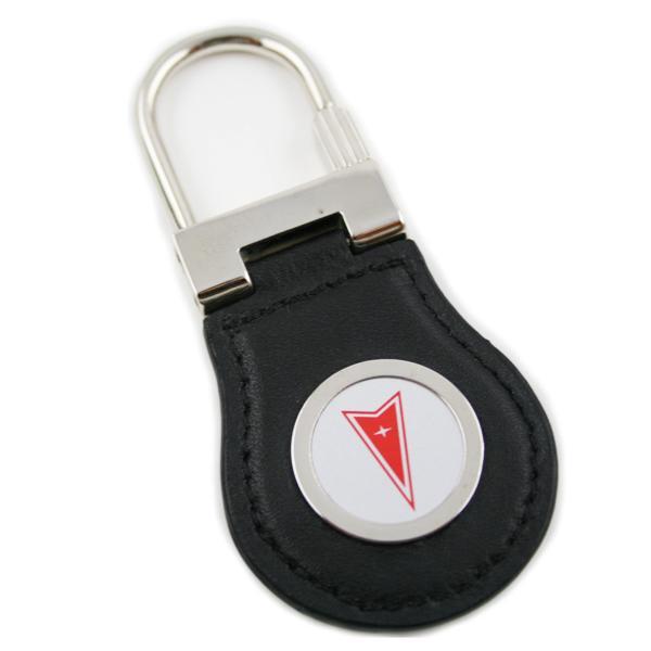 Pontiac red logo black leather key chain