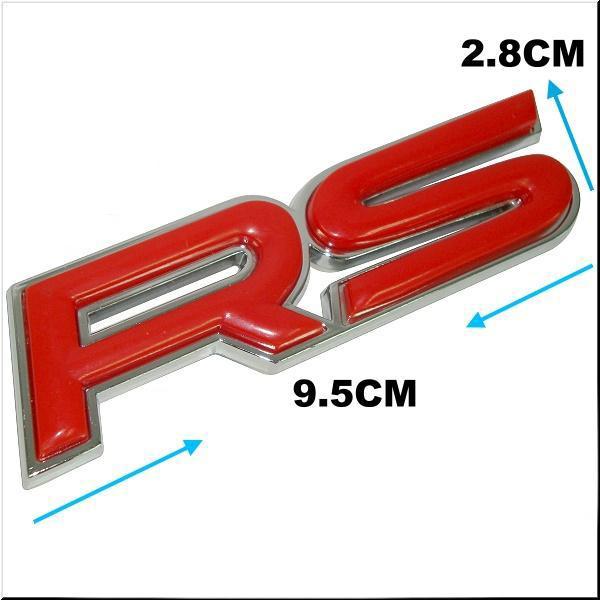 Car 3d rs fender trunk emblem badge chrome red racing