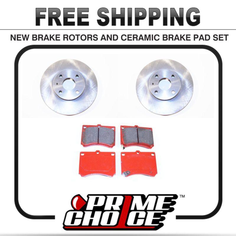 Premium front ceramic brake pads and disc rotors complete kit left & right pair