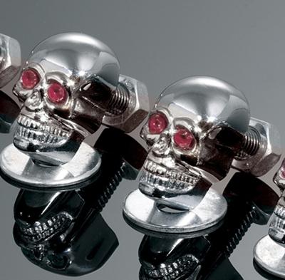 Chrome skull nuts for japanese motorcycles, sold in pairs - m6 size