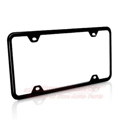 Slim black abs plastic 4 holes license plate frame, high quality + free gift
