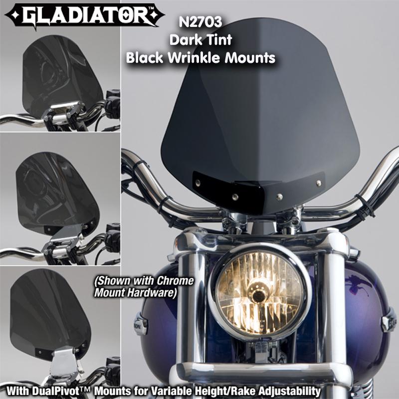 Harley fxstc softail custom 87-99 gladiator windshield drk tint black mnts n2703