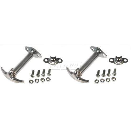 Chrome hood latch & catch bracket pair set kit lh & rh for jeep wrangler cj dj