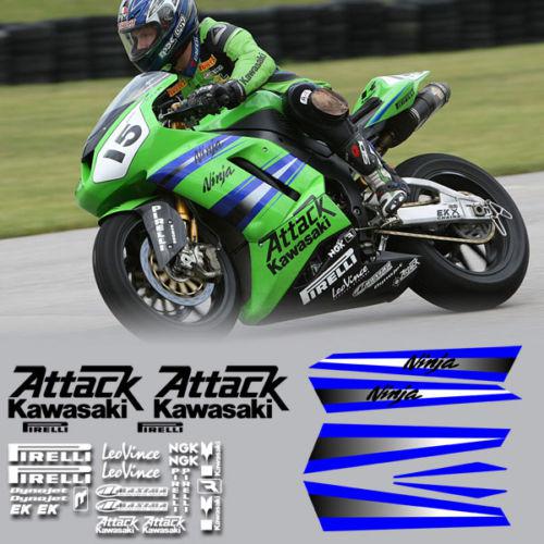 2008 kawasaki attack racing decal kit for zx10 & zx6 fits 2009 2010 2011 2012