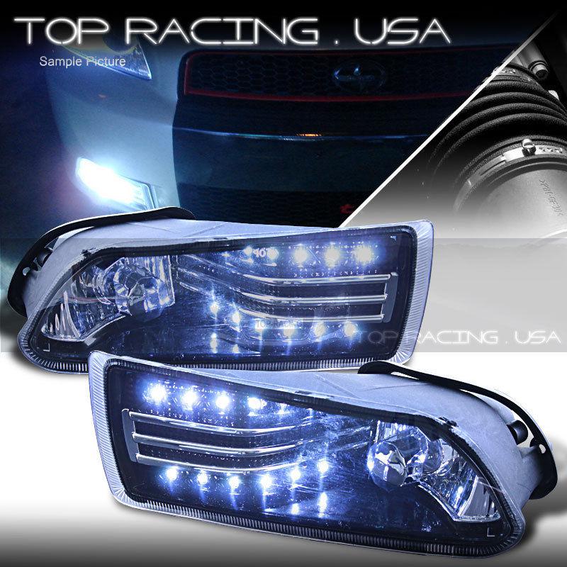 05-10 scion tc black / chrome oe style led bumper fog lights lamps w/ switch