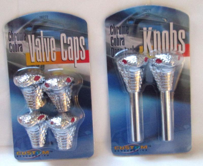 Chrome red eyed cobra door lock knobs and valve stem caps