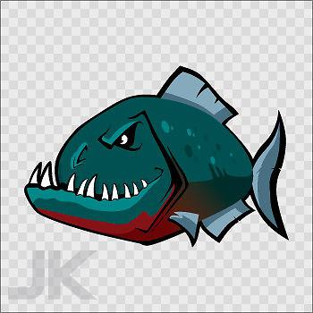 Decal sticker fish fresh water piranha characiformes amazon green 0500 x6xac