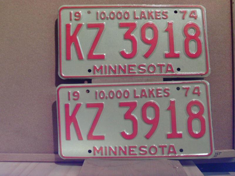 1974 minnesota mn pair yom license plate tag #kz3918