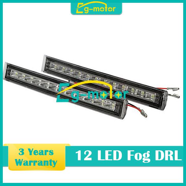 Car 12 led white 5w daytime running light dc 12v drl diy fog lamp light kit x2