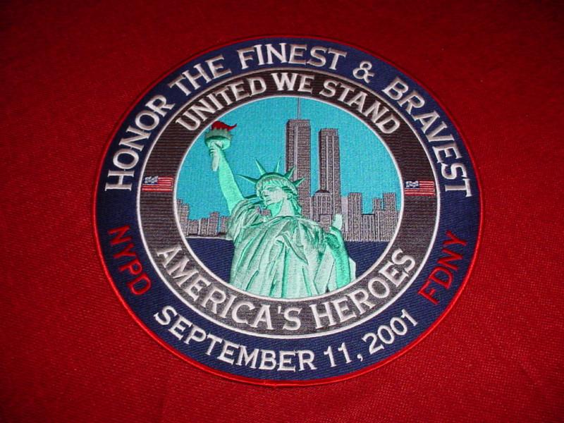 12" dia 911 jacket patch rare statue of liberty world trade center fdny nypd 