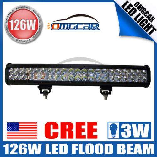 20inch 126w cree led work light bar 8820lm flood lamp 4wd driving offroad lights