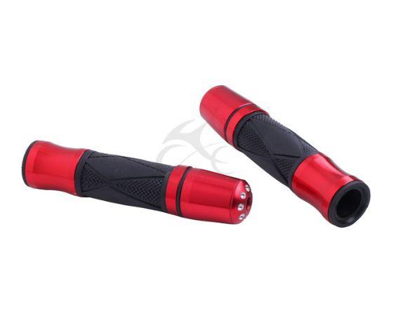 Universal motorcycle bike 7/8" 22mm handle bar hand grips aluminum rubber red 