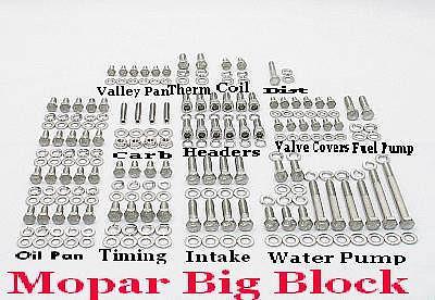 Mopar big block 383 - 440 stainless steel engine hex bolt kit