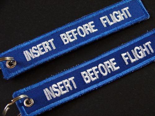 Insert before flight tag keychain car & motorcycle key chain double sided design