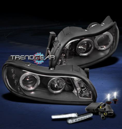 97-03 malibu/04-05 classic halo led black projector head light+drl signal+6k hid