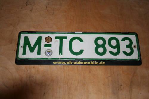 German license plate munich - green tax free plate with frame!