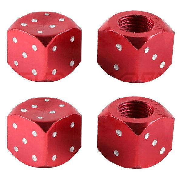 4ps car truck motorcycle bicycle red dice tyre tire valve stem caps aluminum new