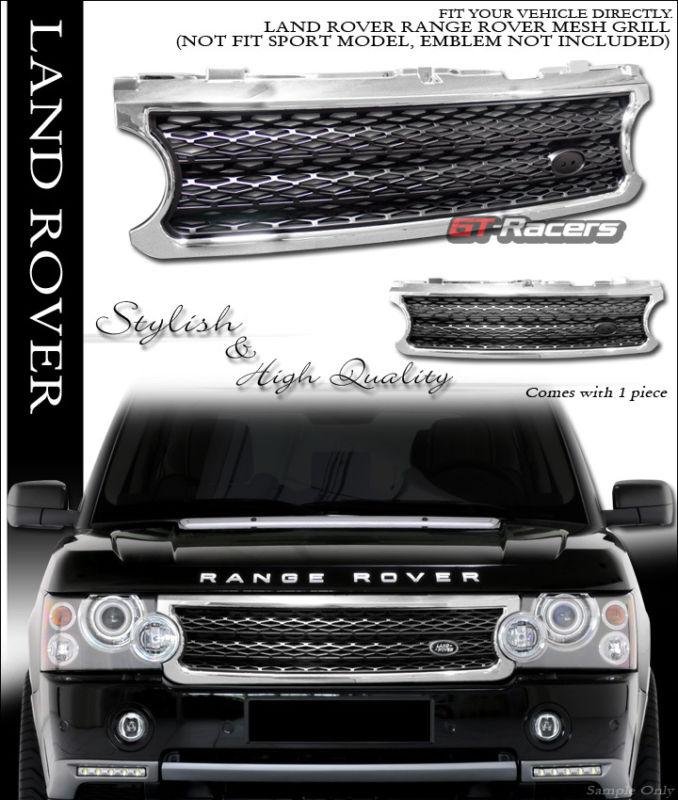 Chrome/blk mesh style front hood bumper grill grille 2006-2009 land range rover