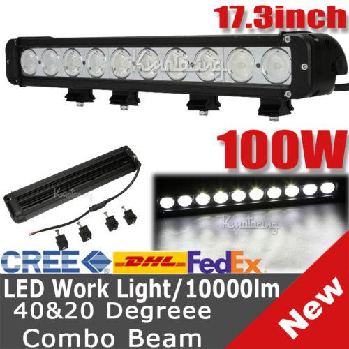 17" 100w 8600lm cree combo led work light offroad 4wd ute spot flood 120w/80w