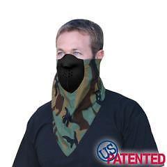 Neodanna military, hunters hunting neoprene & bandanna face mask- woodland camo