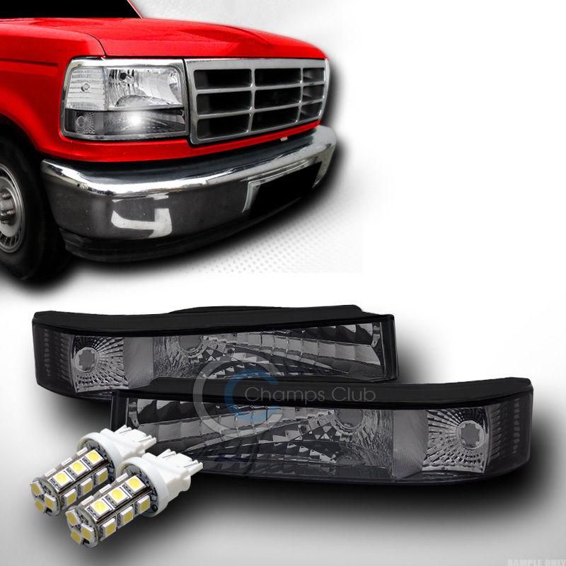 Depo smoke signal bumper light lamp+18 smd led bulbs 92-96 ford f150 f150 bronco