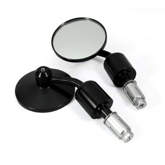 Black motorcycle cnc convex bar end mirrors for cafe racer clubman bobber buell