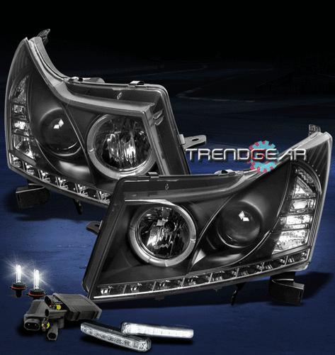 11 12 chevy cruze halo led black projector head lights lamps w/drl+6k hid signal