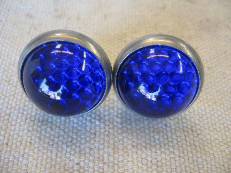 Real glass reflectors jewel  blue harley knucklehead panhead indian rat rod