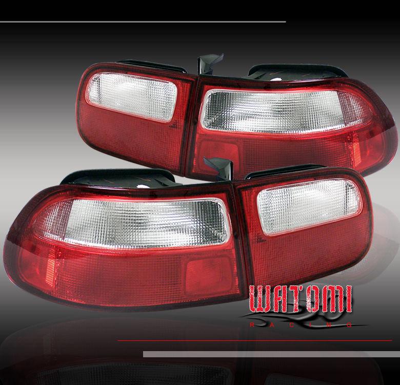 1992-1995 honda civic hatchback 3d tail light red/clear