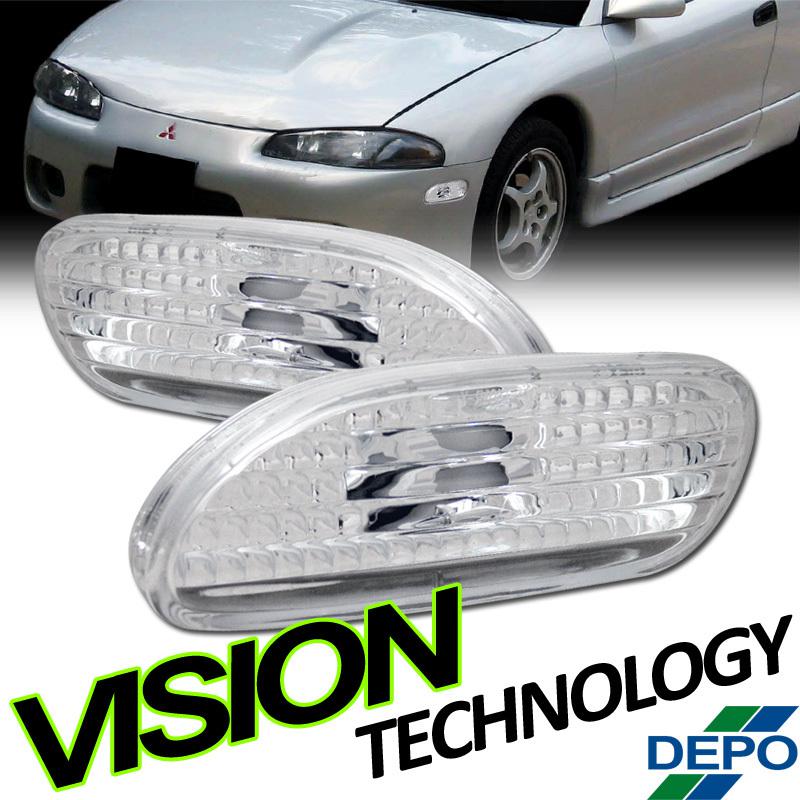 Depo 95-98/99 eclipse/talon chrome clear front bumper lamps side marker lights