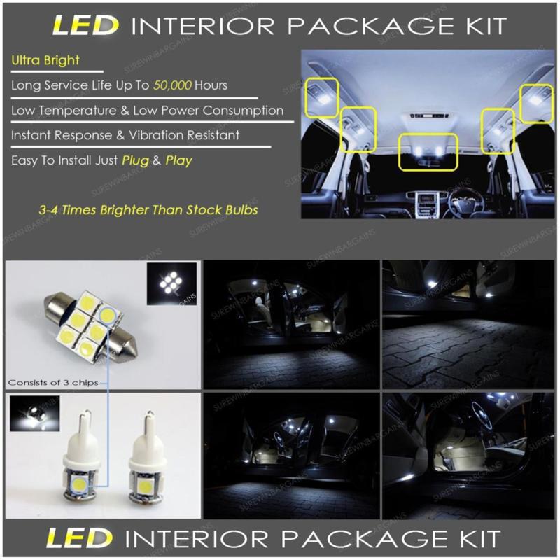 2003-2008 04 05 06 07 nissan murano hid white interior led lights bulbs kit #02