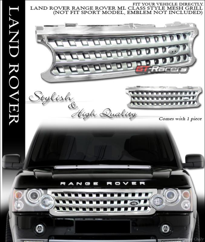 Chrome/silver ml mesh front hood bumper grill grille 2006-2009 land range rover