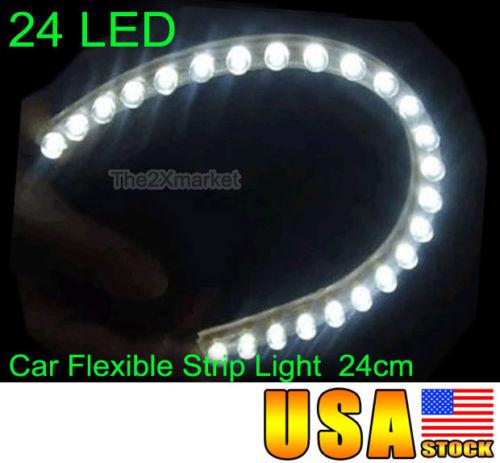 Us ship 24led for car flexible strip light white bulbs lamps waterproof 24cm new