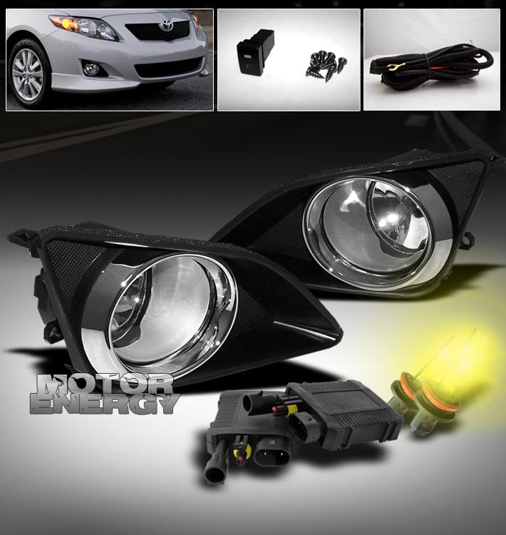 2009 2010 toyota corolla jdm bumper clear fog lights lamp+switch+harness+hid kit