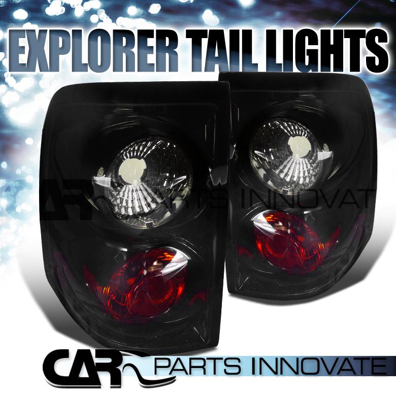 Glossy black 02-05 explorer altezza style tail lights smoke lens lamps