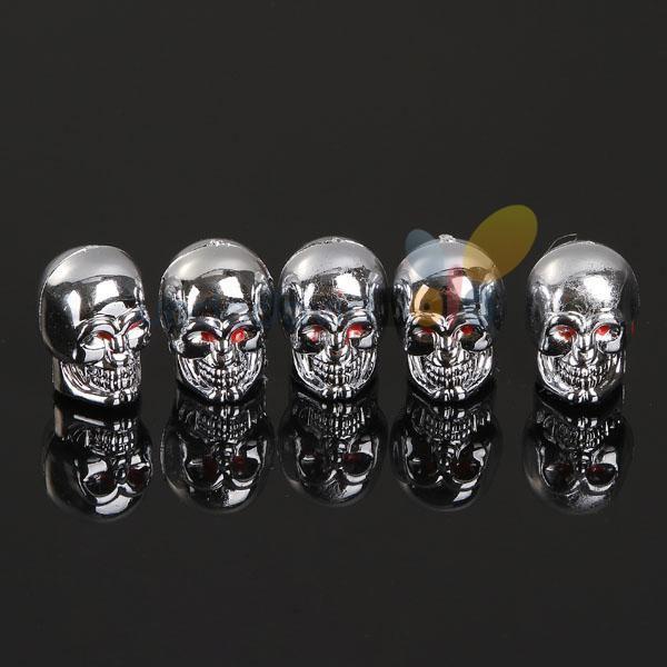 5x us wheel chrome skull tyre cover valve caps stem for car bicycle motor new