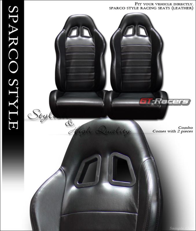 Sp sport style black pvc leather racing bucket seats w/sliders l+r dodge eagle