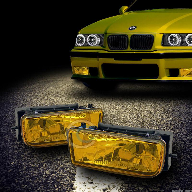 Euro yellow clear front bumper driving fog lights lamp 92 93-98 bmw e36 3-series