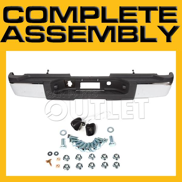 2011-2013 sierra 3500hd dually rear chrome bar bumper+step pad+bracket wo sensor