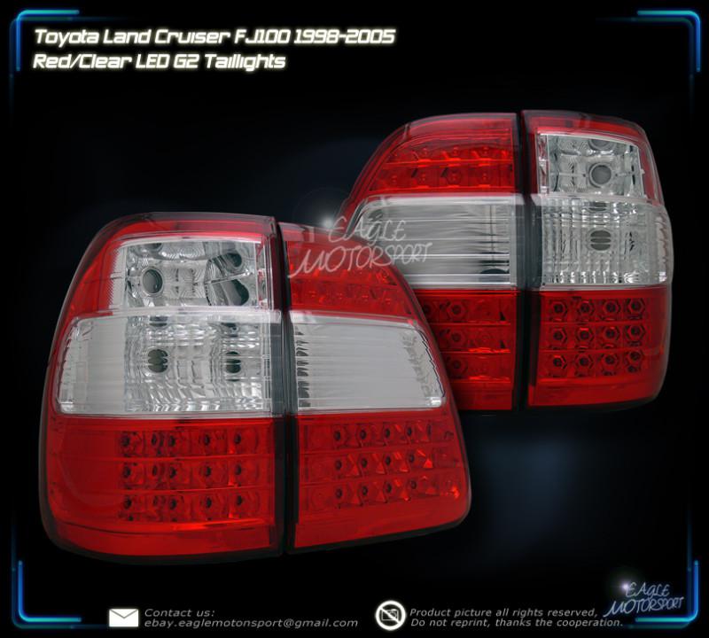 1998-2005 toyota land cruiser red led tail lights rear lamps left right style