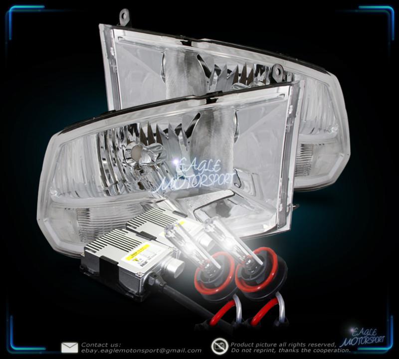 6000k bi-xenon hid/2009-2012 dodge ram 1500/2500/3500 chrome crystal headlights