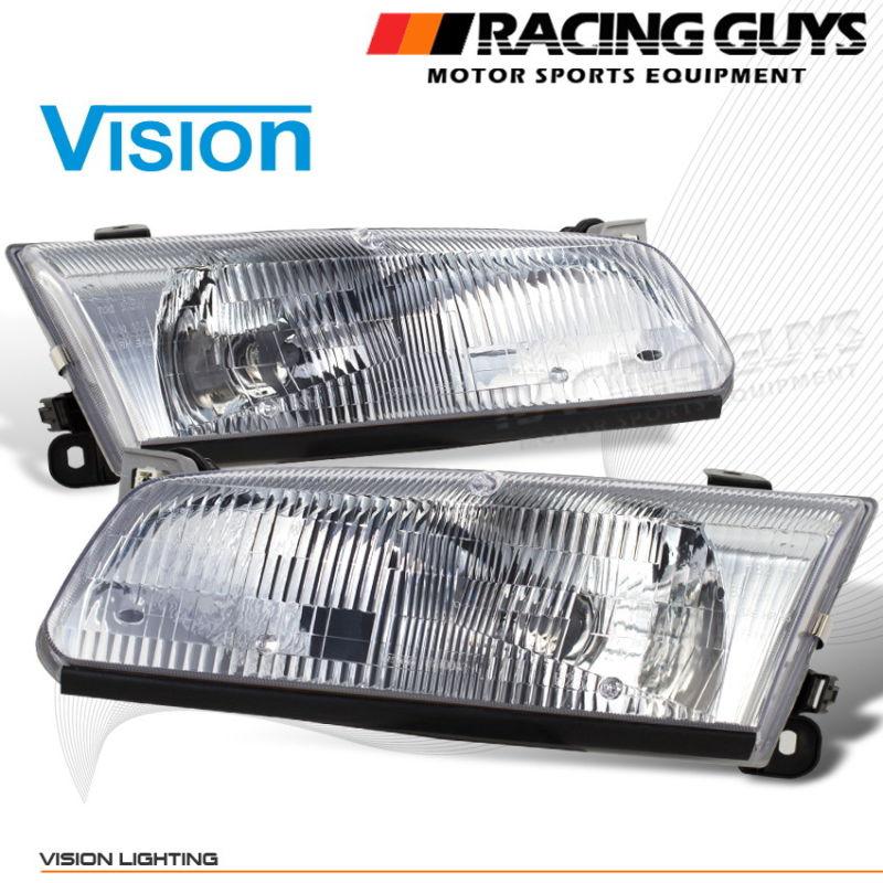 New euro style vision head lights lamps set driver+passenger chrome housing