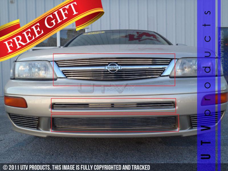 1997 1998 1999 nissan maxima upper & bumper 4pc chrome billet grille 97 98 99