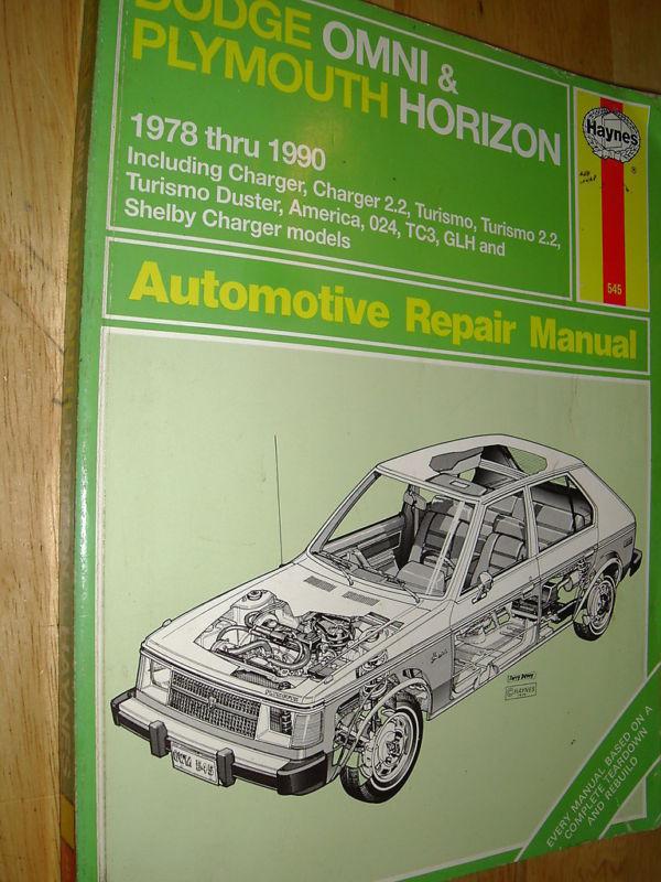 1978-1990 dodge charger / omni / horizon  shop manual 