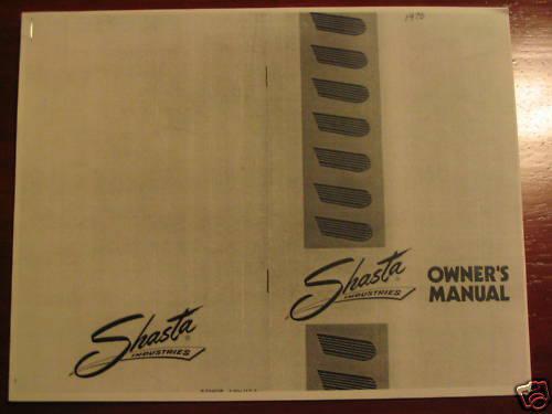 Shasta insustries ~ vintage travel trailer / rv owners manual [photocopied] rare