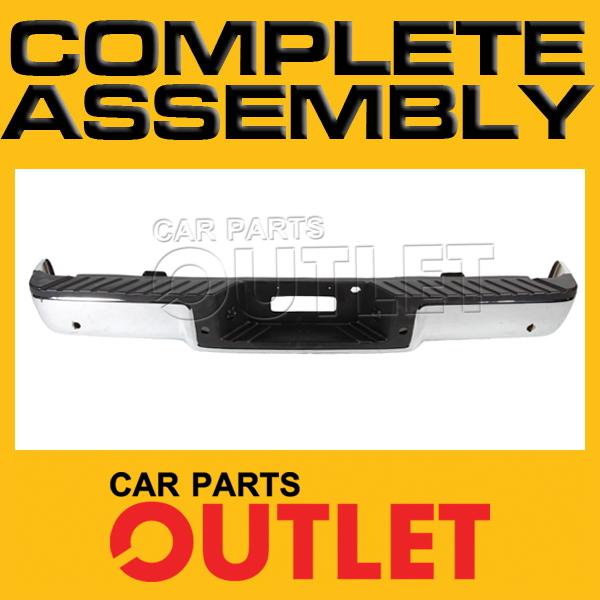 06 08 f150 xl styleside rear pull bar type chrome bumper sensor holes+black pad