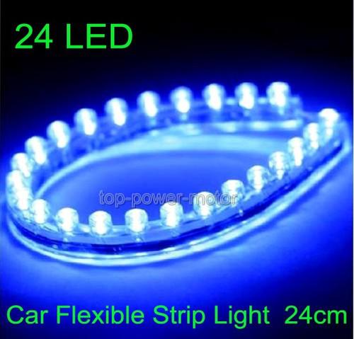 New 24cm flexible strip blue light waterproof 12v 24 led car bulbs 019-4