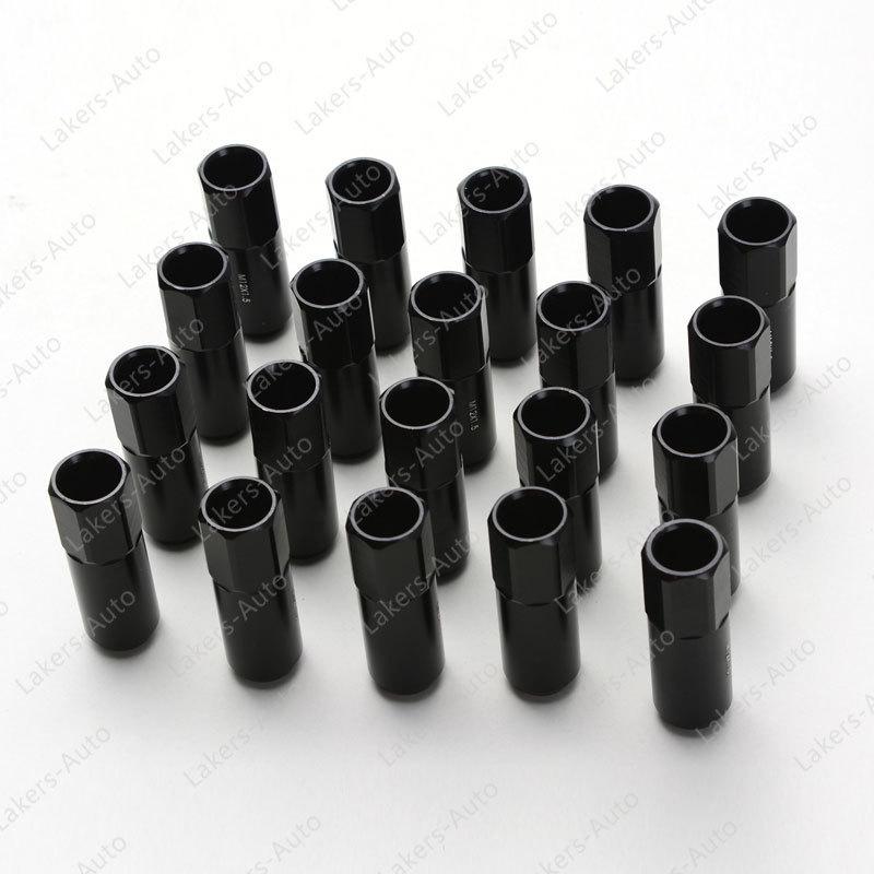 20 black alloy racing wheel tuner lug nuts aluminum  m12 x 1.25mm 60mm free ship